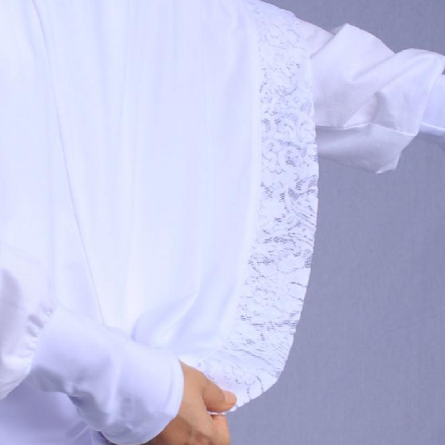 Tudung Haji Lace Border Lycra White