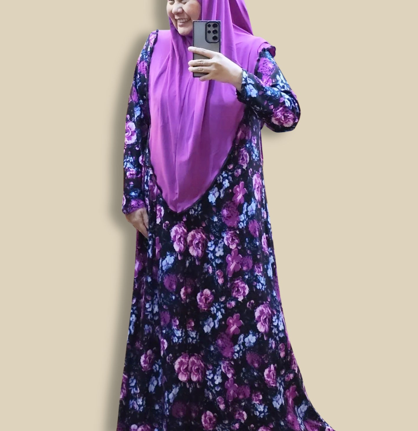 Flair Dress Crepe black with purple flora
