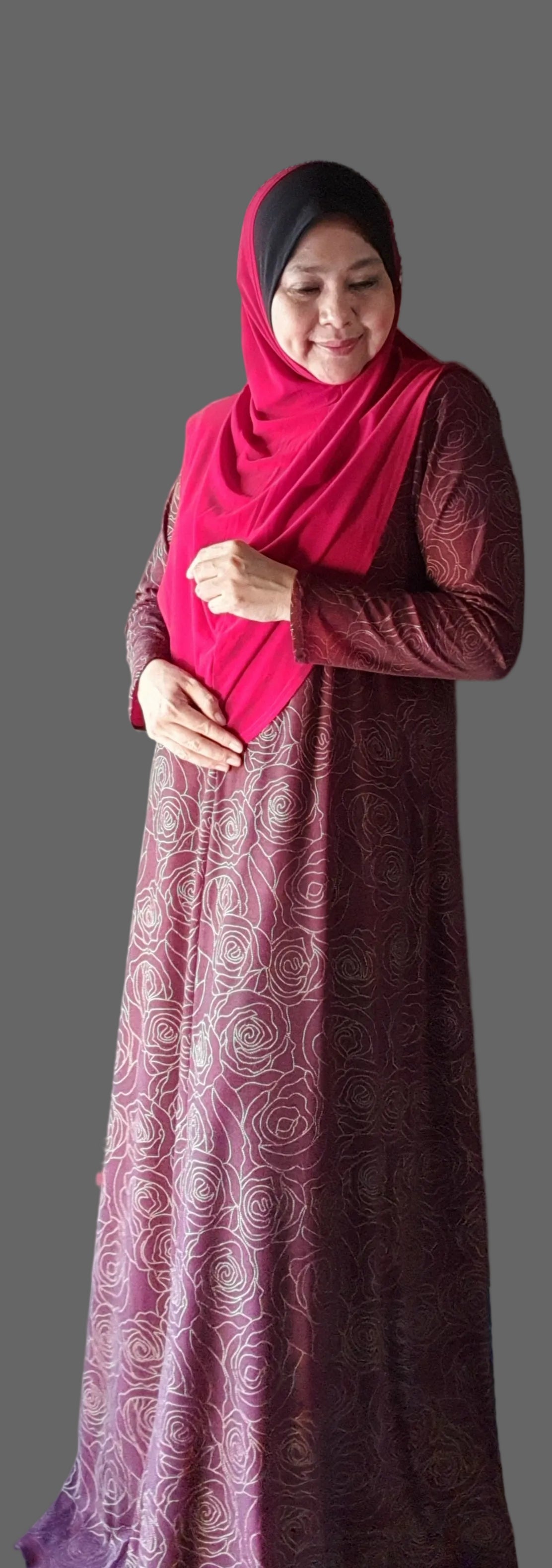 Flair Dress - Maroon with Gold Roses