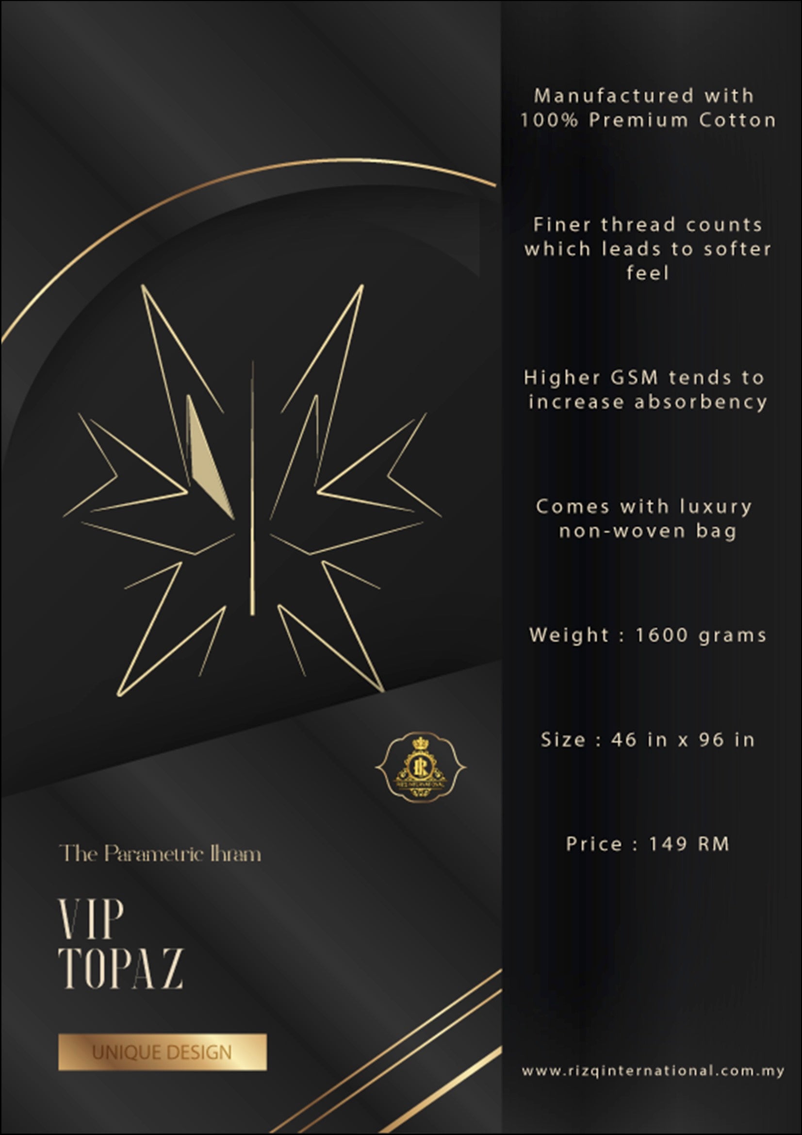 Premium Ihram - Sapphire / Topaz by Rizq with hydrocool